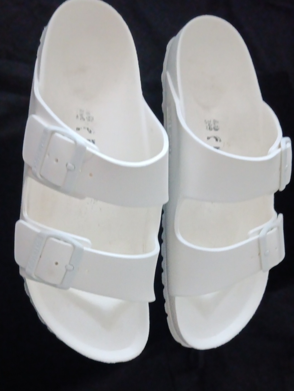 Birkenstock White Two-Strap Slide Mules